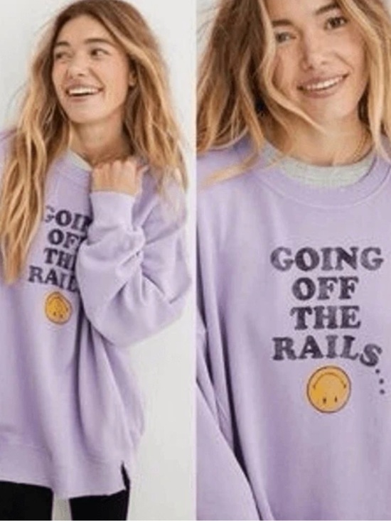 aerie Sweaters - AERIE THE CHILL CREW Going off the Rails Sweatshirt Lavender Size Small